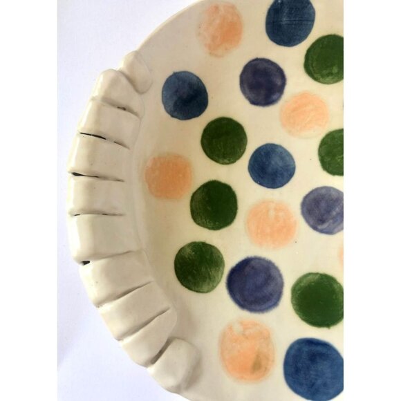 Studio Art Pottery Multi-color Polka Dot Trinket Dish Signed Jana Lenon - Picture 2 of 5